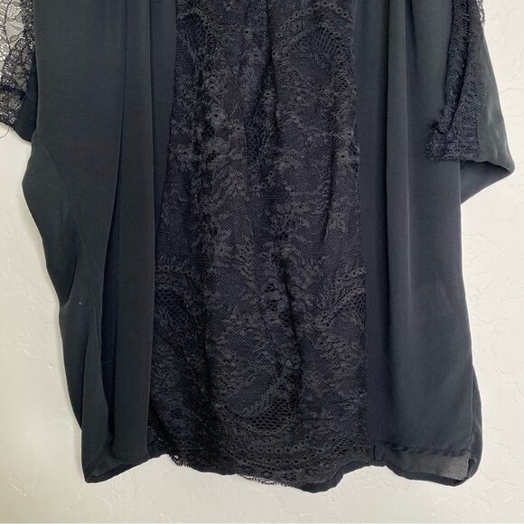 Joie Black 100% Silk Versailles Caviar Lace Trim Blouse Small - Picture 4 of 11